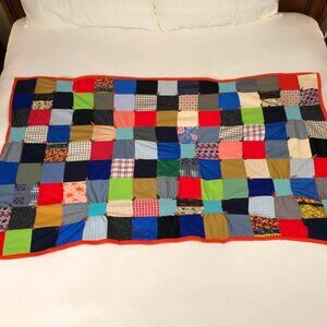 Vintage orange backed baby quilt / blanket